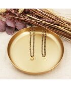 Collier Alena Fleur en Laiton doré/Résine noir