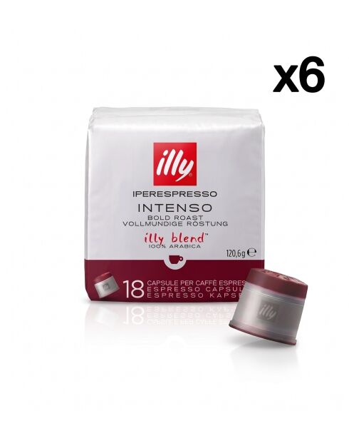 6 Packs de 18 capsules Iperespresso Intenso
