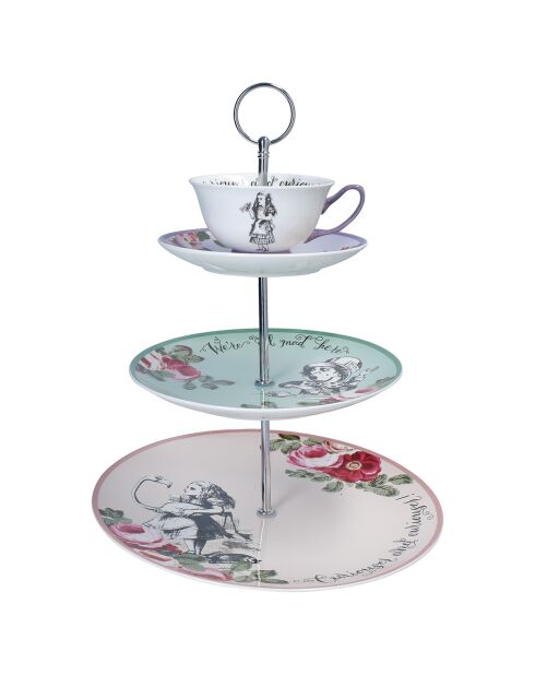 Soporte para tartas de cerámica multicolor escalonado - 27x27x34 cm