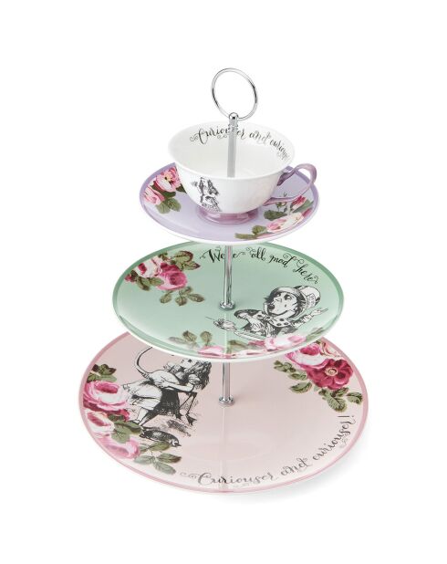 Soporte para tartas de cerámica multicolor escalonado - 27x27x34 cm