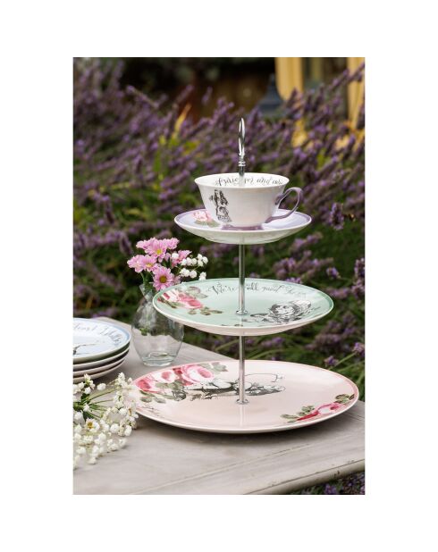 Soporte para tartas de cerámica multicolor escalonado - 27x27x34 cm