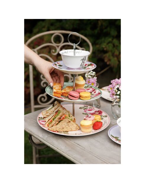 Soporte para tartas de cerámica multicolor escalonado - 27x27x34 cm