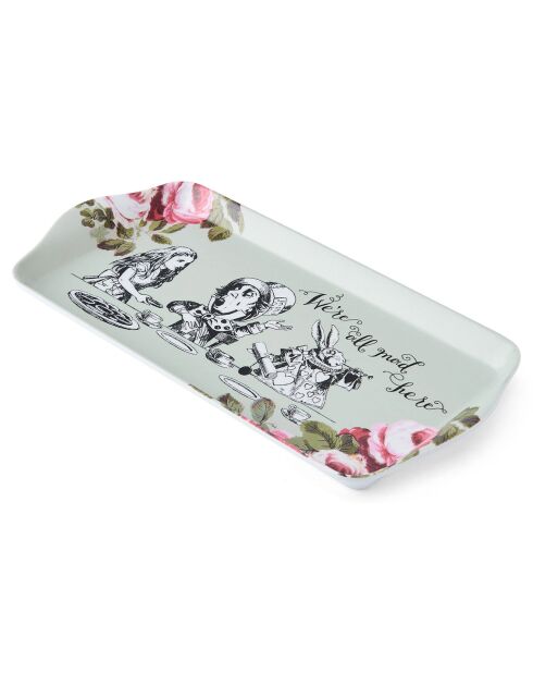 Plateau à sandwich rectangulaire Alice au pays des Merveilles vert - 15x30.5 cm