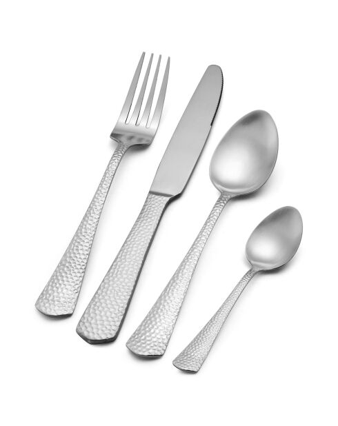 Set di posate in acciaio inossidabile argentato - 16 pezzi