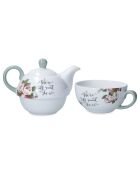 Theière & Tasse en Céramique empilables Alice au pays des Merveilles blanches