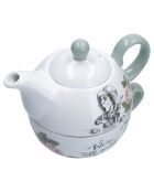 Theière & Tasse en Céramique empilables Alice au pays des Merveilles blanches