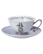 Taza y platillo de cerámica morada de Alicia en el país de las maravillas, 210 ml