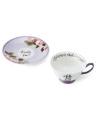 Taza y platillo de cerámica morada de Alicia en el país de las maravillas, 210 ml