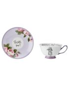 Taza y platillo de cerámica morada de Alicia en el país de las maravillas, 210 ml
