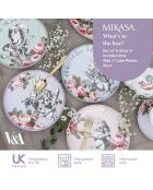 4 Assiettes à dessert en Céramique Alice au pays des Merveilles multicolores - D.21 cm