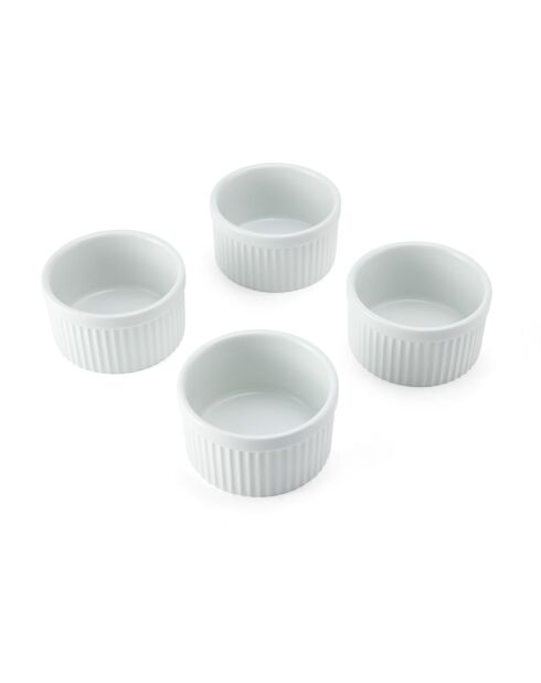 4 Ramequins en porcelaine Chalk blancs - D.9,5 cm