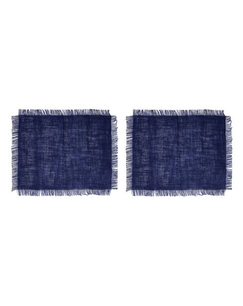 2 Sets de table rectangulaires en jute bleu marine - 45 x 35 cm