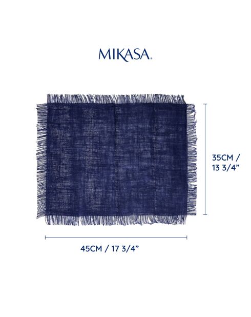 2 Sets de table rectangulaires en jute bleu marine - 45 x 35 cm