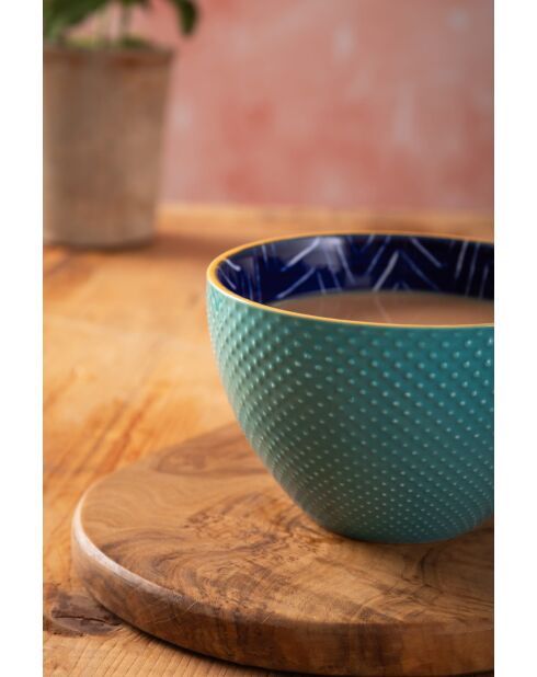 Mug en grès Indigo Chevron, tasse à motif pour thé et café - 330 ml