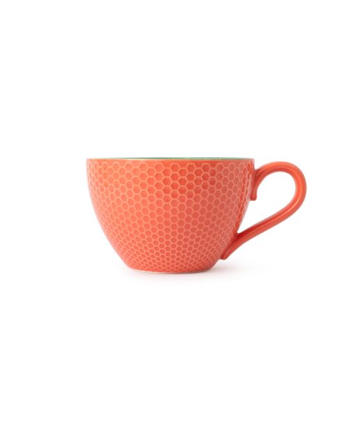 Taza de gres con estampado floral gris, taza estampada para té y café - 330 ml