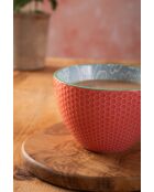 Mug en grès motifs floraux gris, tasse à motif pour thé et café - 330 ml