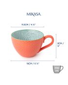 Mug en grès motifs floraux gris, tasse à motif pour thé et café - 330 ml