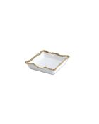 Portatovaglioli Golden Salerno bianco e oro - 21,6x21,6x5,1 cm