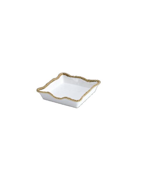 Portatovaglioli Golden Salerno bianco e oro - 21,6x21,6x5,1 cm