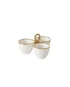 Gold Handles Servierplatte mit 3 Fächern, 22,2 x 22,2 x 8,3 cm, weiß und gold