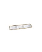 Piatto da portata Golden Salerno bianco e oro a 3 scomparti - 38,1x13,3x3,2 cm