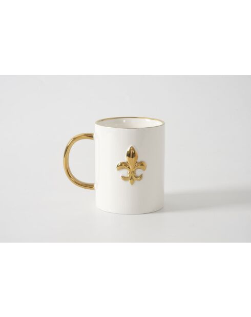Mug fleur de lys blanc et doré