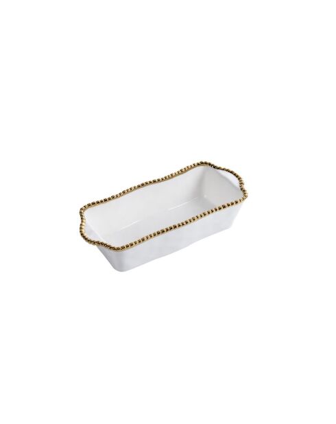 Tortiera Golden Salerno bianca e dorata - 25,4x12,7x7,6cm