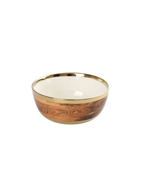 Ciotola grande Madera in legno bianco dorato - 26,7x26,7x12,1 cm
