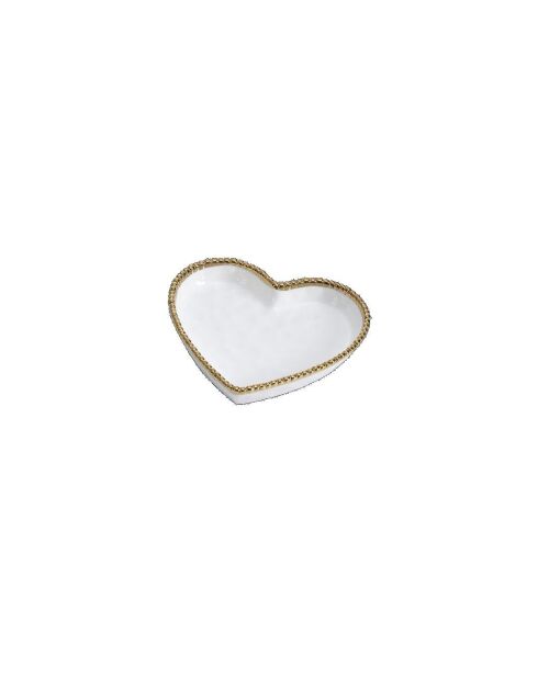 4 piatti a cuore bianchi Love Is In The Air con finitura dorata - D.17,8cm