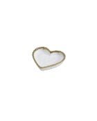 6 mini piatti Love Is In The Air a forma di cuore bianco con finitura dorata - 10,2x10,2cm