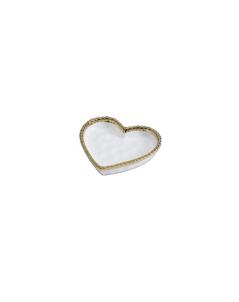 6 mini piatti Love Is In The Air a forma di cuore bianco con finitura dorata - 10,2x10,2cm