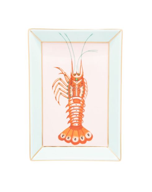 Plat à bijoux rect Homard multicolore