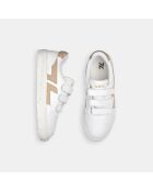 Beigefarbene Sneakers mit Klettverschluss