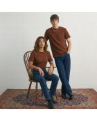 T-shirt in cotone tessile color cioccolato