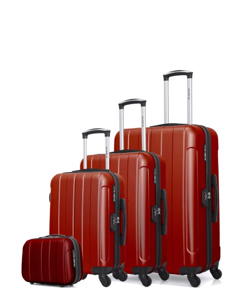 Set mit 4 roten Koffern L/M/S/K Napoli-C 75 cm/65 cm/55 cm/23 cm