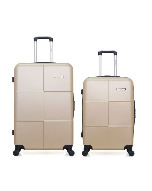Set van 2 grote en weekendkoffers L/M Miami 75cm/65cm beige