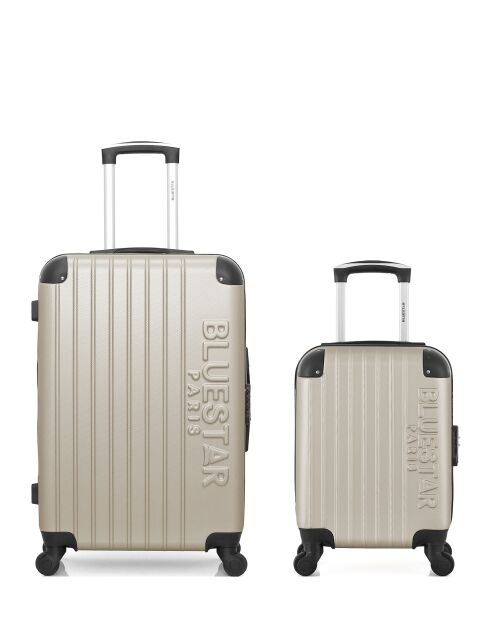 Set von 2 M/XXS Bucharest 65cm/46cm beigefarbenen Wochenend- und Kabinenkoffern