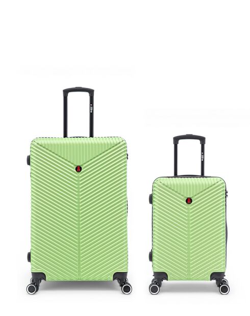 Set mit 2 großen Koffern und Kabine L/S Gaite 75cm/56,5 cm grün
