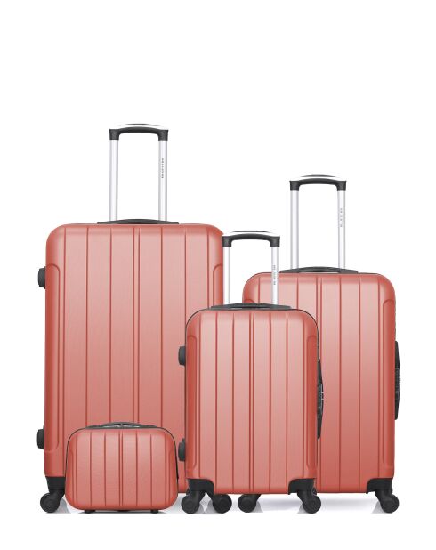 Set mit 4 Koffern L/M/S/K Napoli-C 75cm/65cm/55cm/23cm korallenrot