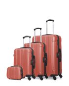 Set mit 4 Koffern L/M/S/K Napoli-C 75cm/65cm/55cm/23cm korallenrot
