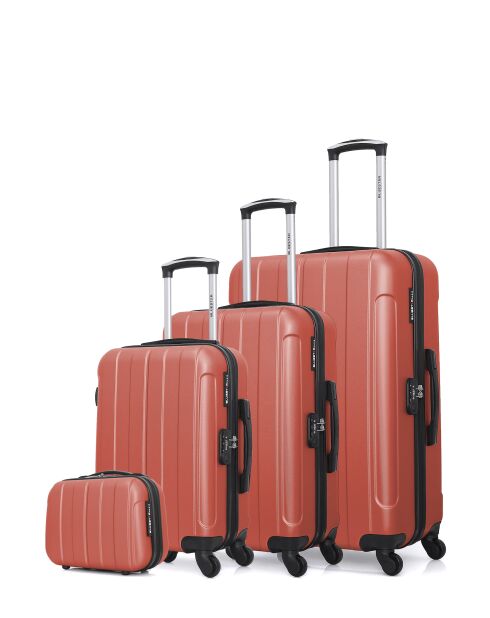 Set mit 4 Koffern L/M/S/K Napoli-C 75cm/65cm/55cm/23cm korallenrot