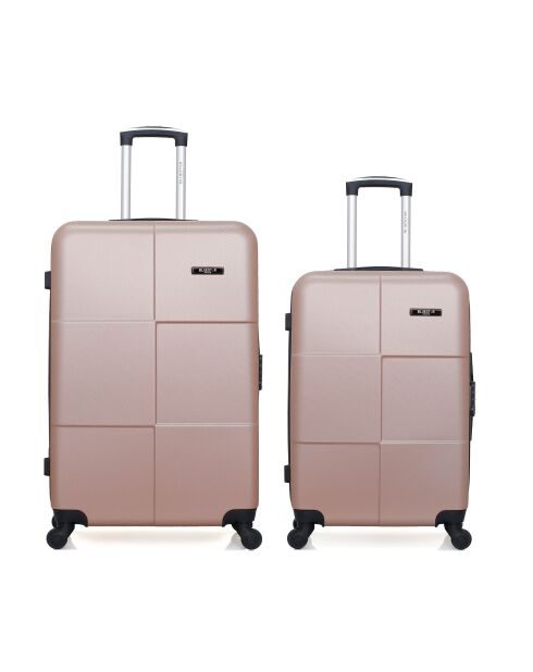 Set mit 2 großen Koffern und Wochenendkoffern L/M Miami 75cm/65cm rotgold