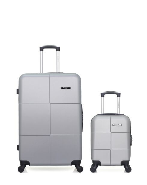 Set van 2 grote koffers en cabine L/XXS Miami 75cm/46cm grijs
