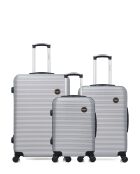 Set van 3 grote koffers, weekend en cabine L/M/S London 75cm/65cm/55cm grijs
