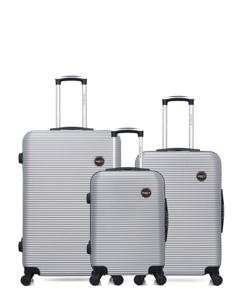 Set mit 3 großen Koffern, Wochenende und Kabine L/M/S London 75cm/65cm/55cm grau