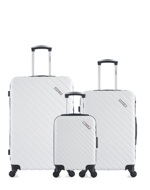 Set van 3 grote koffers, weekend en cabine L/M/XXS Cite 75cm/46cm/65cm wit