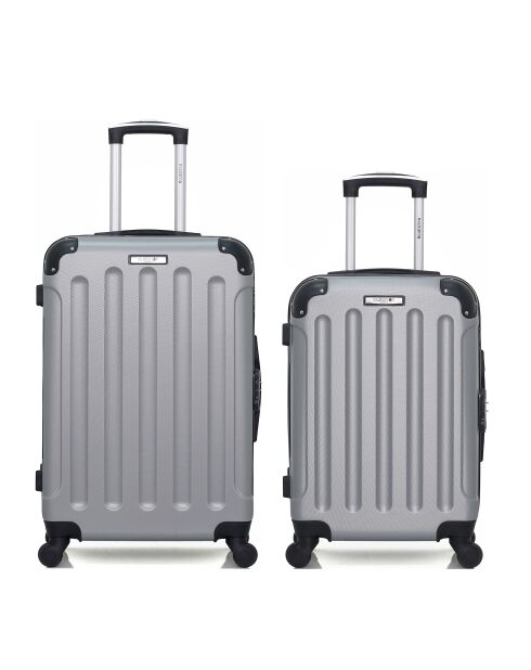 Lot de 2 valises Weekend et Cabine M/S Madrid 65cm/55cm grises