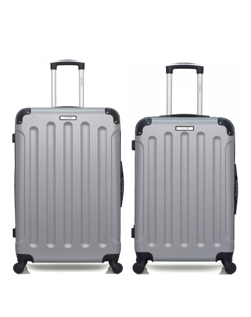 Lot de 2 valises Grand format et Weekend L/M Madrid 75cm/65cm grises