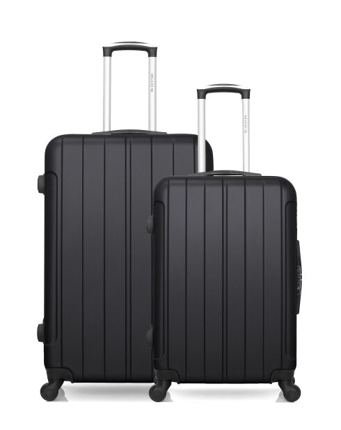 Set van 2 grote en weekendkoffers L/M Napoli 75cm/65cm zwart