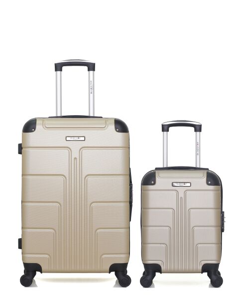 Set mit 2 M/XXS Ottawa 65cm/46cm beigefarbenen Wochenend- und Kabinenkoffern